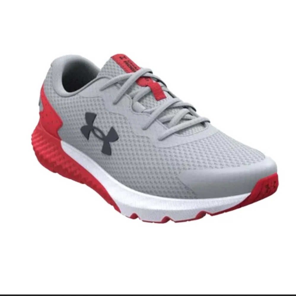 Under Armour Boys Charged Rogue 3 in Mod Gray/Red/Black. SIZE 13